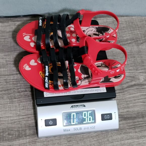 Grendene Kids Disney Minnie Mouse Sandals Size 1 US Red Black Strappy - Picture 11 of 11